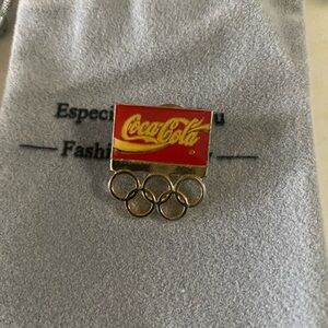 Coca Cola Red and Gold Olympic Lapel Pin